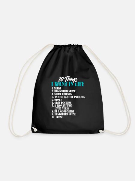 10 Things Nurse Life Skills Nursing - Drawstring Bag - black