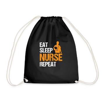 Eat Sleep Nurse Repeat Nursing Medicine Gift idea - Drawstring Bag - black - Front
