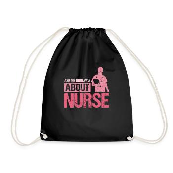 Ask Me About Nurse Skills Hospital Saying - Drawstring Bag - black - Front