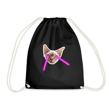 Cat With Laser Eyes - Turnbeutel - Schwarz - Vorne