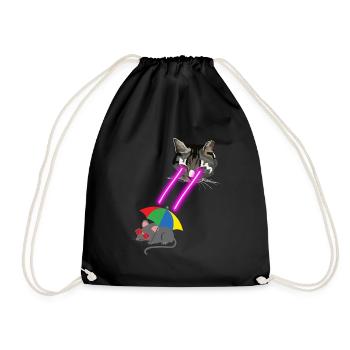 Cat With Laser Eyes - Turnbeutel - Schwarz - Vorne
