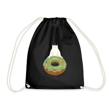 Beignet licorne chat - Sac de sport léger - noir - Devant