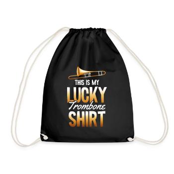 This is my Lucky Trombone Shirt Band Quote - Drawstring Bag - black - Front