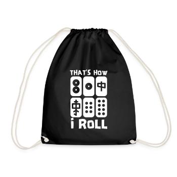 Cats Playing Mahjong - Drawstring Bag - black - Front