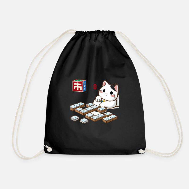 Cats Playing Mahjong - Turnbeutel - Schwarz