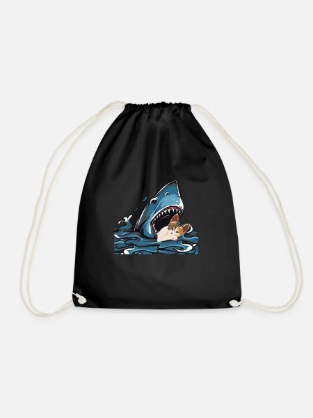 Shark Eating Cat - Turnbeutel - Schwarz