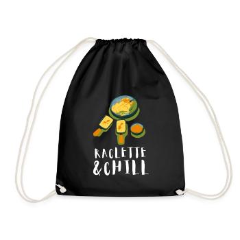 Swiss Cheese Fondue Raclette - Drawstring Bag - black - Front