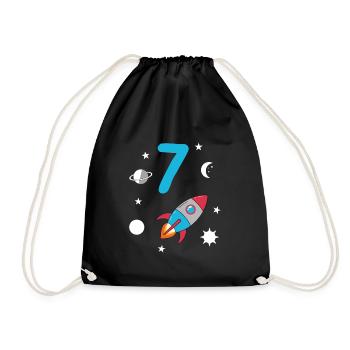 Fusée et espace pour le 7e anniversaire - Sac de sport léger - noir - Devant