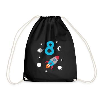 Fusée et espace 8e anniversaire - Sac de sport léger - noir - Devant