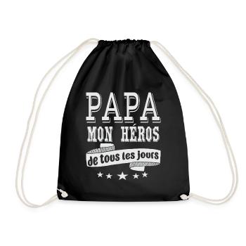 Idee Cadeau Papa Mon Héros De Tous Les Jours - Sac de sport léger - noir - Devant