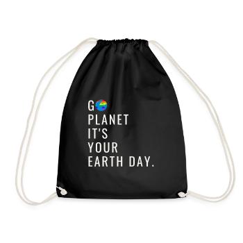 Go Planet It's Your Earth Day Rainbow - Turnbeutel - Schwarz - Vorne