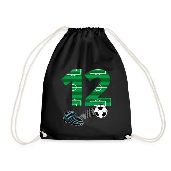 12e anniversaire de football - Sac de sport léger - noir - Devant