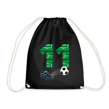 11th Birthday Football - Drawstring Bag - black - Front