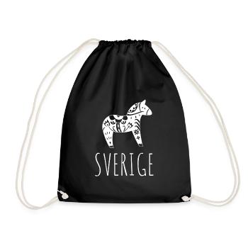 Sverige Sweden Swedish Dala Horse Dalecarlian - Turnbeutel - Schwarz - Vorne