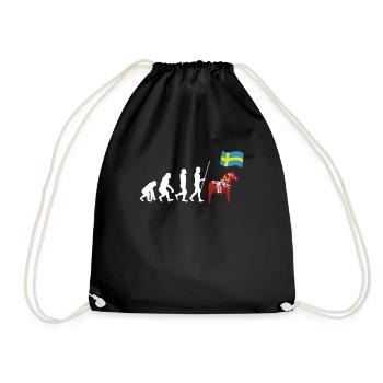 Sverige Sweden Swedish Dala Horse Dalecarlian - Turnbeutel - Schwarz - Vorne