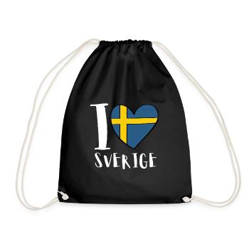 Sverige Sweden Swedish Dala Horse Dalecarlian - Turnbeutel - Schwarz - Vorne