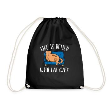 Obésité du gros chat - Sac de sport léger - noir - Devant
