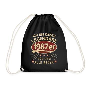 36. Geburtstag 1987 36 er Geburtstag - Turnbeutel - Schwarz - Vorne