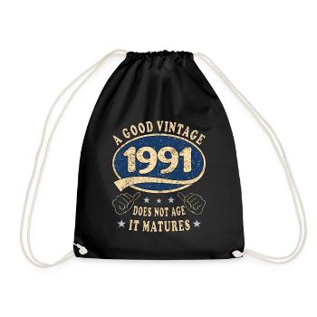 32nd Birthday 1991 32 Good vintage - Drawstring Bag - black - Front