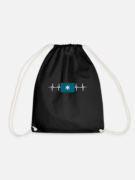 Japan Flag - Iwate - Drawstring Bag - black