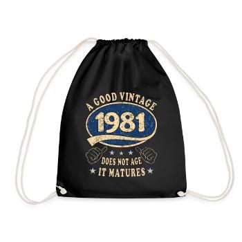 42nd Birthday 1981 42 Good vintage - Drawstring Bag - black - Front