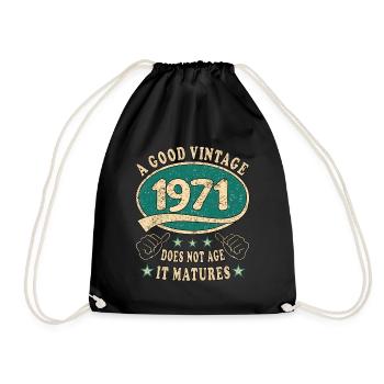 52nd Birthday 1971 52 Good vintage - Drawstring Bag - black - Front