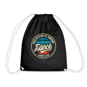 Verlobter Bester Hochzeitsantrag Retro Geschenk - Turnbeutel - Schwarz - Vorne