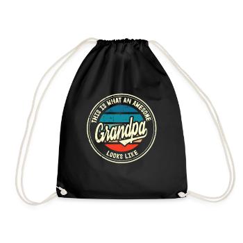 Best Grandpa Grandfather in the World Retro Gift - Drawstring Bag - black - Front