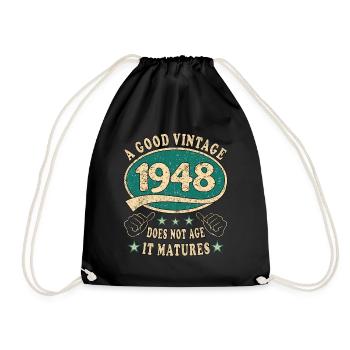 75. Geburtstag 1948 75er Guter Jahrgang - Turnbeutel - Schwarz - Vorne