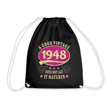 75. Geburtstag 1948 75er Guter Jahrgang - Turnbeutel - Schwarz - Vorne