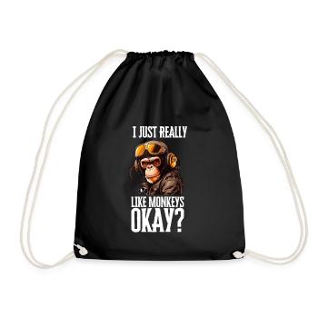I Just Really Like Monkeys Ok? - Drawstring Bag - black - Front