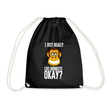 I Just Really Like Monkeys Ok? - Drawstring Bag - black - Front
