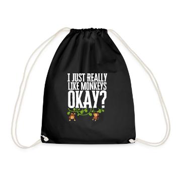 I Just Really Like Monkeys Ok? - Drawstring Bag - black - Front