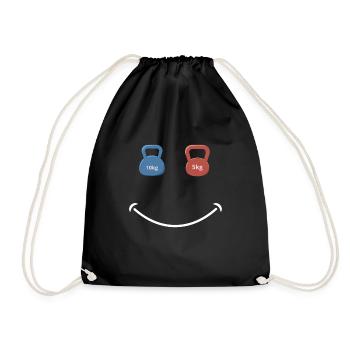 Kettlebell Workout Retro Fitness Gym - Drawstring Bag - black - Front