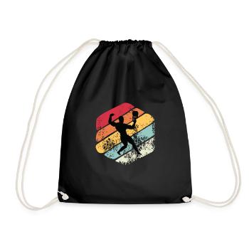 Kettlebell Workout Retro Fitness Gym - Drawstring Bag - black - Front