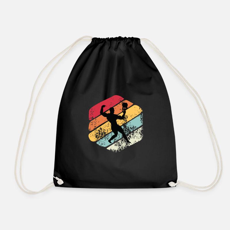 Kettlebell Workout Retro Fitness Gym - Drawstring Bag - black