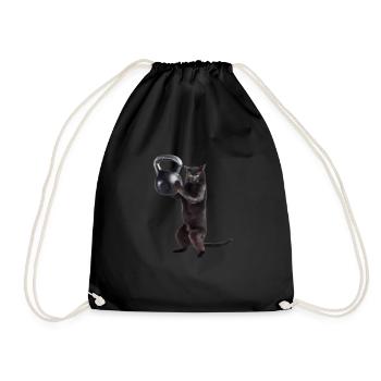 Kettlebell Workout Retro Fitness Gym - Drawstring Bag - black - Front