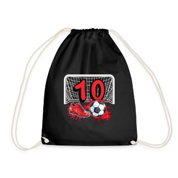 10. Geburtstag Fußball - Turnbeutel - Schwarz - Vorne