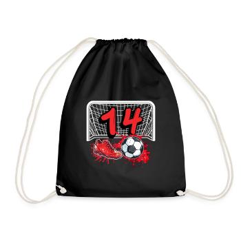14. Geburtstag Fußball - Turnbeutel - Schwarz - Vorne