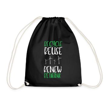 Recycle Réutiliser Renew Rethink Wind Turbine - Wind - Sac de sport léger - noir - Devant