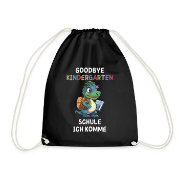 Goodbye Kindergarten Dino - Turnbeutel - Schwarz - Vorne