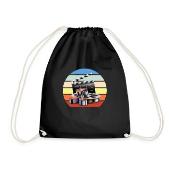 Vintage Film Clapper Director Musical Actor - Drawstring Bag - black - Front