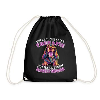 Ich brauche keine Therapie Basset Hound - Turnbeutel - Schwarz - Vorne