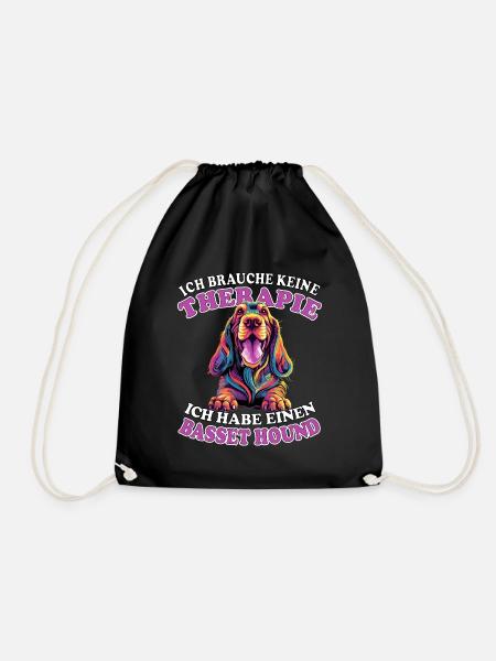 Ich brauche keine Therapie Basset Hound - Turnbeutel - Schwarz