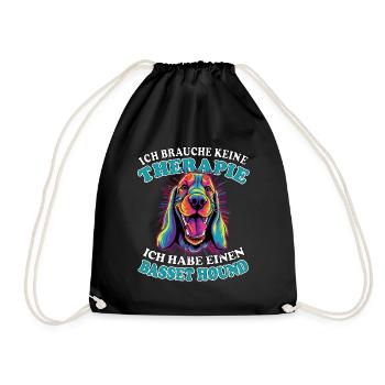 Ich brauche keine Therapie Basset Hound - Turnbeutel - Schwarz - Vorne