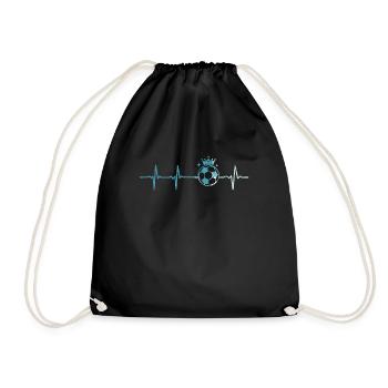 Herzschlag Fußball Puls Fußballer Geschenk - Turnbeutel - Schwarz - Vorne