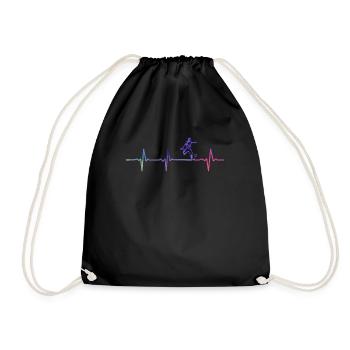 Herzschlag Fußball Puls Fußballer Geschenk - Turnbeutel - Schwarz - Vorne