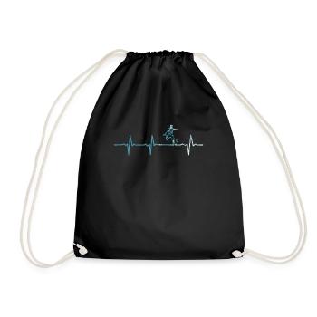 Herzschlag Fußball Puls Fußballer Geschenk - Turnbeutel - Schwarz - Vorne