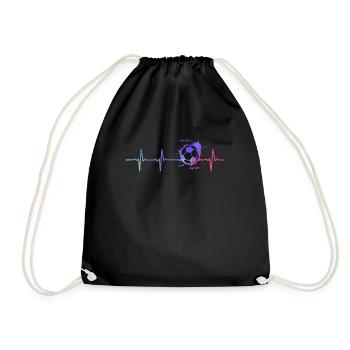 Herzschlag Fußball Puls Fußballer Geschenk - Turnbeutel - Schwarz - Vorne