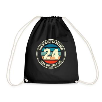 24e anniversaire pour que vous voyiez avec 24 cadeaux rétro - Sac de sport léger - noir - Devant